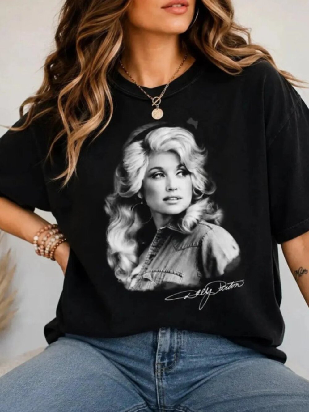 Dolly Parton 100% Cotton Country Legends Black Black T-Shirt Womens Sz XL